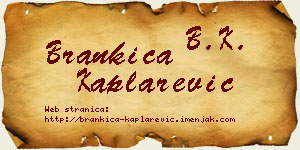 Brankica Kaplarević vizit kartica